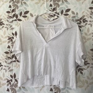 White Women's Collared Crop Top